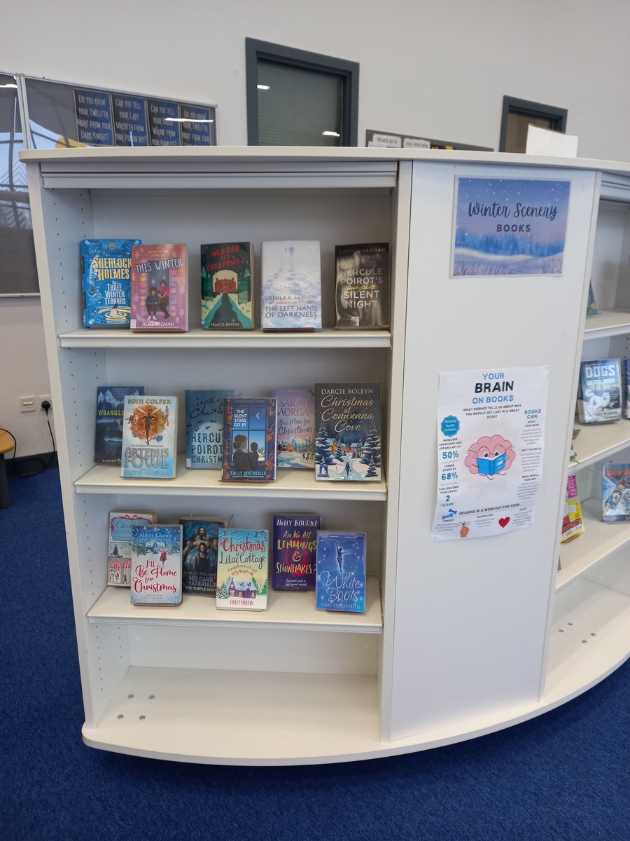 LibraryAlford's tweet photo. Thank you to our lovely pupil Ailsa for arranging the winter scenery books display in the library today :) https://t.co/Z0fuiH2lZc