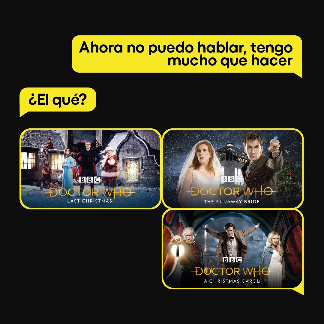 No hagas demasiados planes, porque este diciembre te espera un maratón de #DoctorWho en nuestro nuevo canal pop up Doctor Who Navidad con toooodos los especiales de Navidad de la serie 🎄📺✨