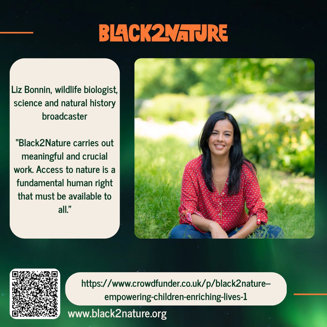 Black2Nature (@officialb2n) on Twitter photo Thank you for your support <a href="/lizbonnin/">Liz Bonnin π</a> The charity takes minoritised children into nature, engaging and teaching them to care about climate change. FREE. We are running a fundraiser so we can continue our vital work.
Please donate and share our campaign π crowdfunder.co.uk/p/black2natureβ¦ Thank you for your support <a href="/lizbonnin/">Liz Bonnin π</a> The charity takes minoritised children into nature, engaging and teaching them to care about climate change. FREE. We are running a fundraiser so we can continue our vital work.
Please donate and share our campaign π crowdfunder.co.uk/p/black2natureβ¦