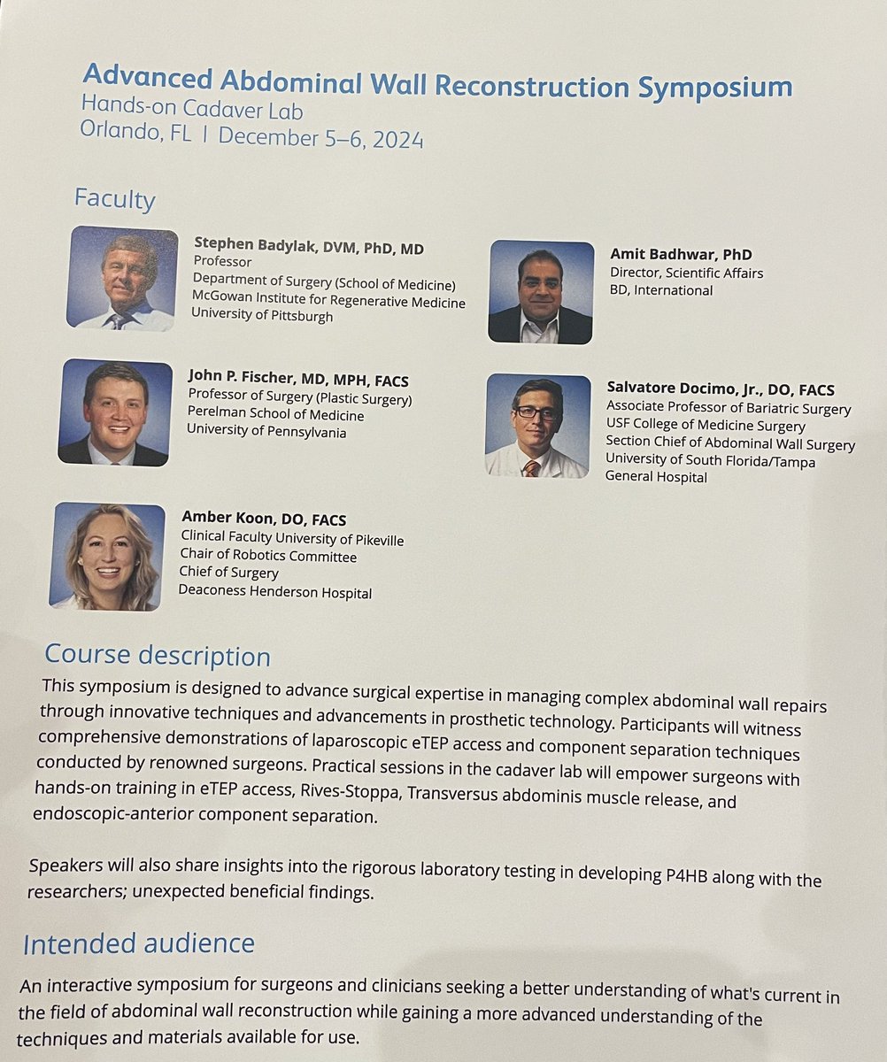 Salvatore Docimo (@dr_sal_docimo) on Twitter photo Great to be faculty for another Hands On abdominal wall surgery course in Orlando Fl! Thanks to BD for supporting.
<a href="/AmericanHernia/">American Hernia Society</a> <a href="/eurohernias/">European Hernia Society</a> <a href="/TGHCares/">Tampa General Hospital</a> <a href="/USFHealth/">USF Health</a>
<a href="/chrisducoin/">Christopher DuCoin</a> <a href="/IHC_hernia/">International Hernia Collaboration</a> Great to be faculty for another Hands On abdominal wall surgery course in Orlando Fl! Thanks to BD for supporting.
<a href="/AmericanHernia/">American Hernia Society</a> <a href="/eurohernias/">European Hernia Society</a> <a href="/TGHCares/">Tampa General Hospital</a> <a href="/USFHealth/">USF Health</a>
<a href="/chrisducoin/">Christopher DuCoin</a> <a href="/IHC_hernia/">International Hernia Collaboration</a>