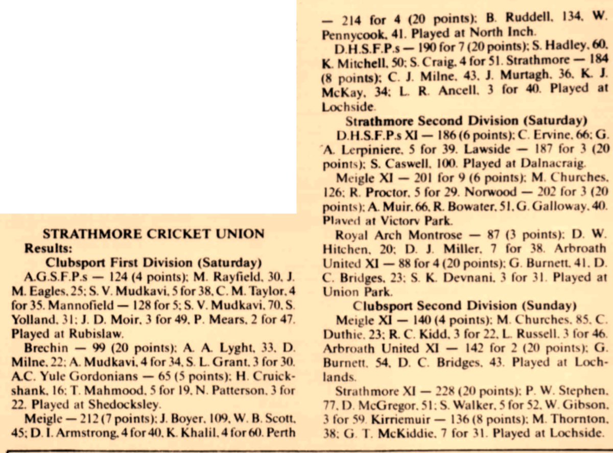 ScottyCricket's tweet photo. #Season1992
@AberdeenCricket v #MannofieldXI
@BrechinBucs v @Gordos_JCC
@Meigle_Cricket v #PerthCCC and #NorwoodCC
@DHSFPCC v @strathmore_cc and v #LawsideCC
@Montrose_CC v @Cricketarbroath
@Meigle_Cricket v @Cricketarbroath
@strathmore_cc v #KirriemuiurCC https://t.co/955h4m6KkJ
