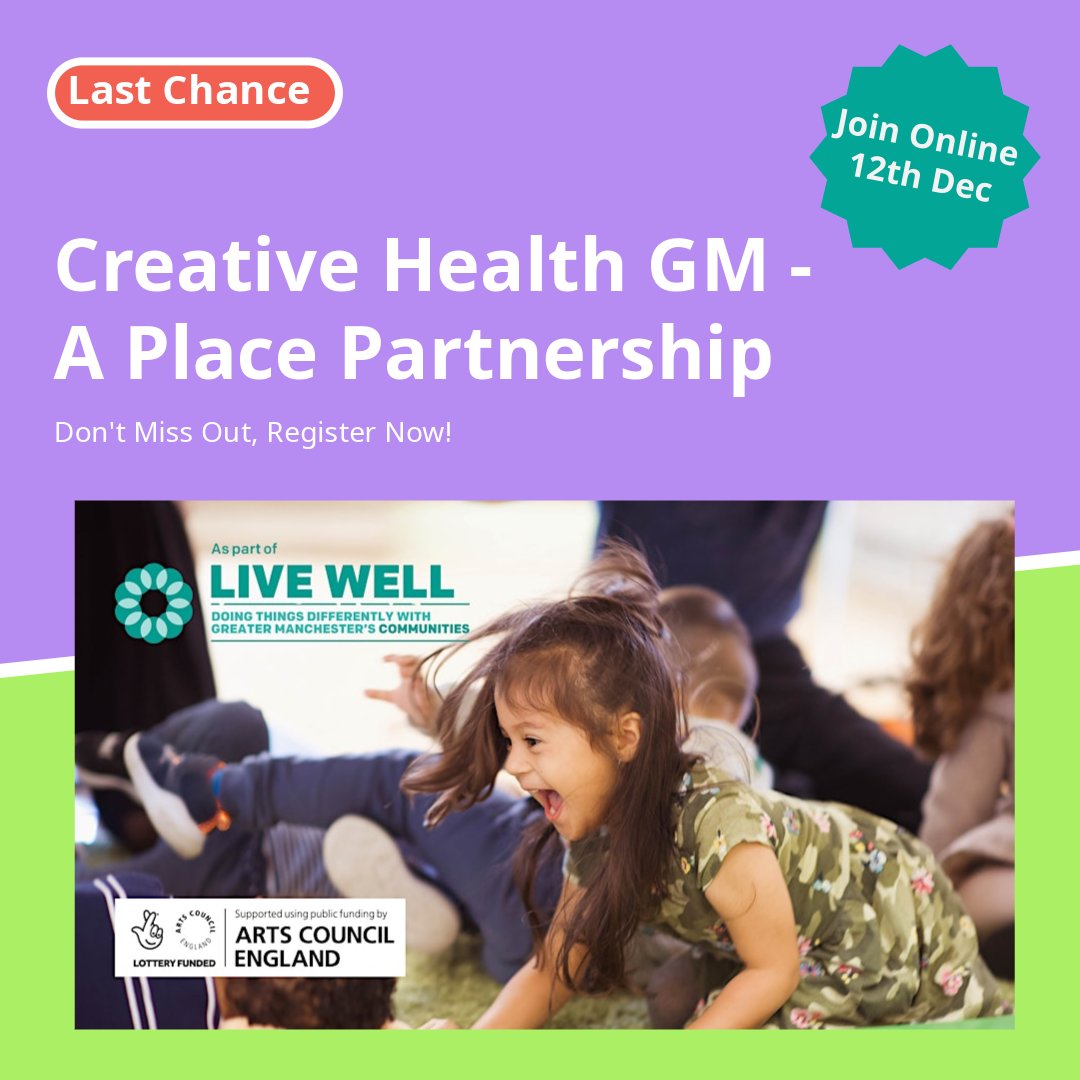 📢 Missed out on in-person tickets for Creative Health GM? No worries – you can still join us ONLINE!

📅 12th Dec | 10:00am–4:00pm
💻 Join us from the comfort of home!
🎟️ Grab your online ticket here: eventbrite.co.uk/e/creative-hea…