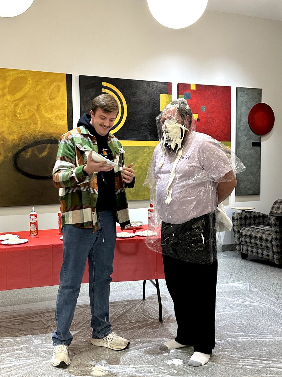 ChadBirger's tweet photo. The winner was @TroyDurst1. Troy got to Pie me in the face yesterday. https://t.co/UxEzyc0z0a