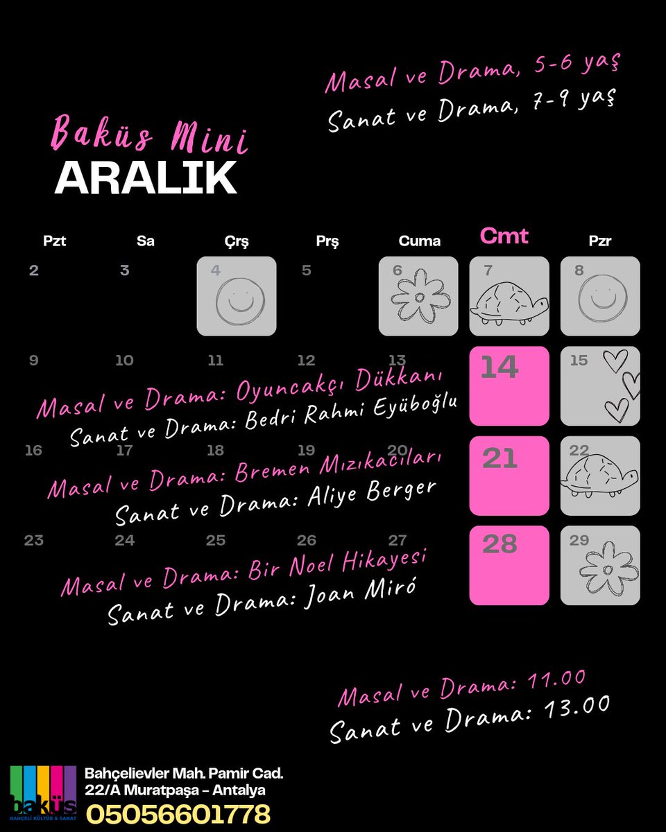 Aralık'ta Baküs Sahne!

Biletler <a href="/biletinial/">Biletinial</a> 'da
Etkinlik ve oyun günleri gişede 🎫 

Detaylı Bilgi, İletişim ve Rezervasyon:
0505 660 17 78