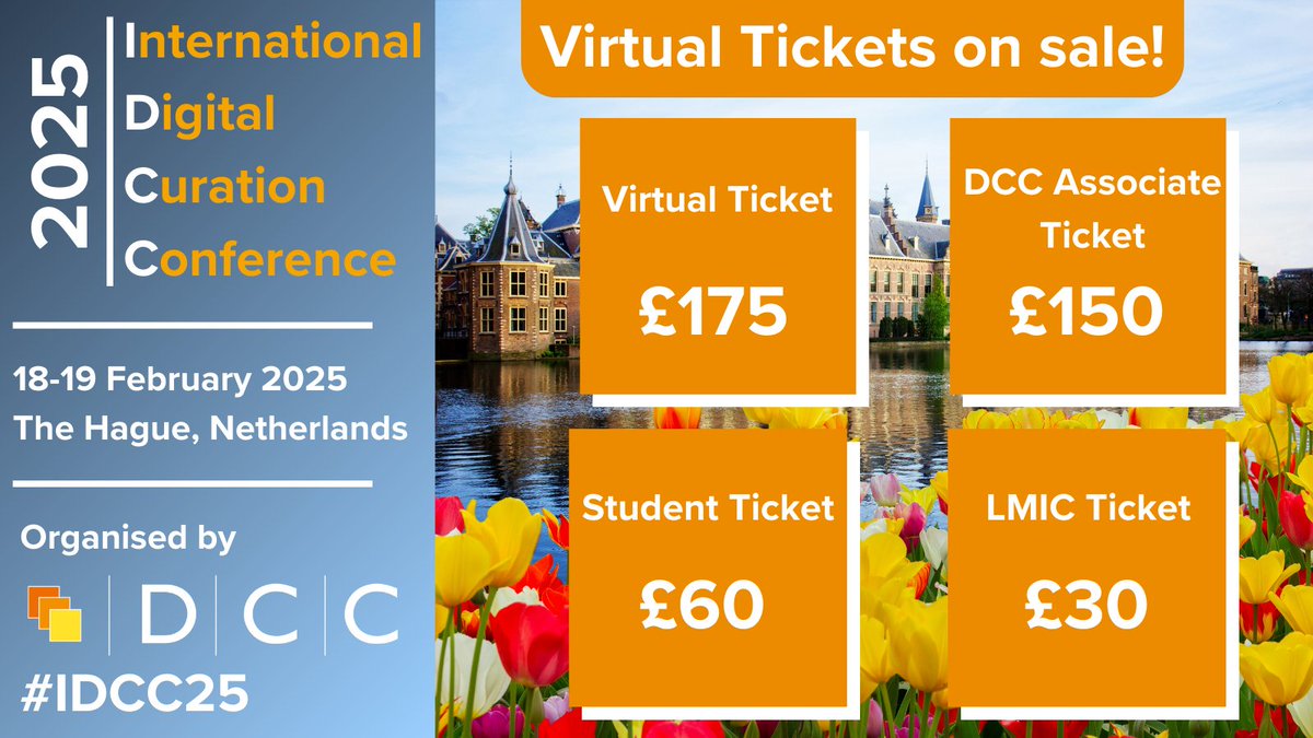 Can't join us in-person for #IDCC25 We have a range of virtual tickets to choose from. What's included: 
✅Live streamed keynote, paper, lightning talk and poster presentations 
✅Virtual networking opportunities
✅Virtual demos 

🎫Register now bit.ly/3Vq3ApR