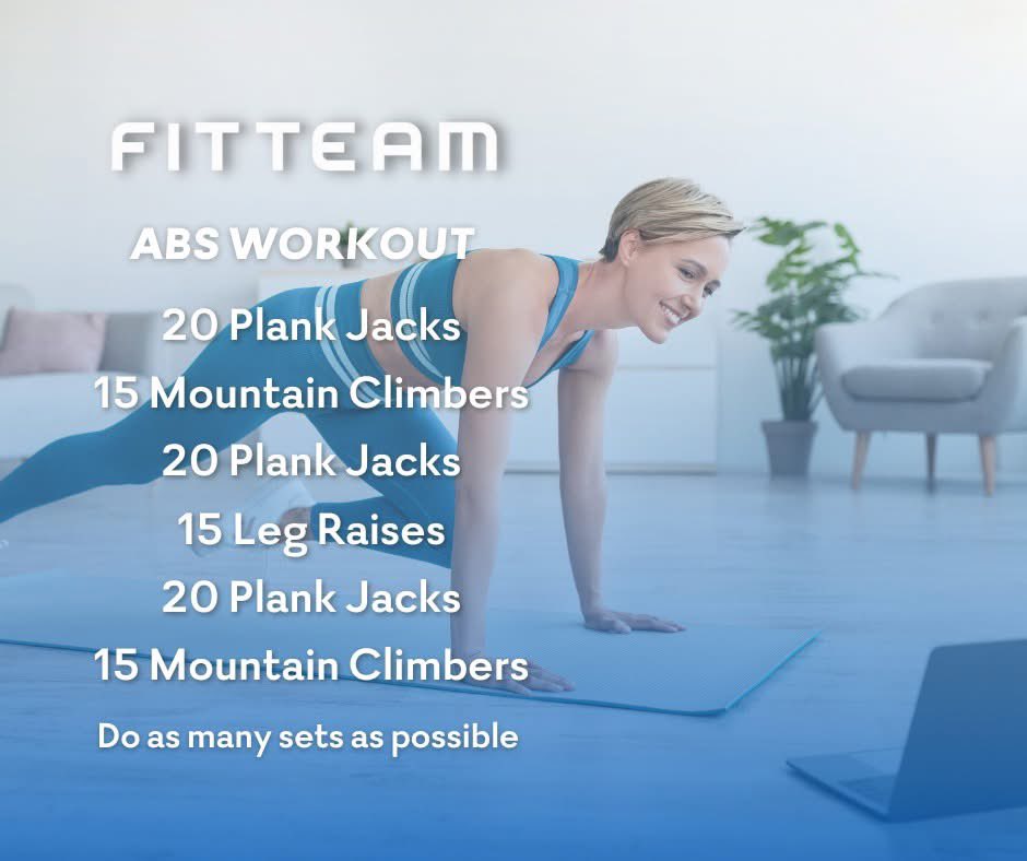 fitteamglobal's tweet photo. Let’s crush those abs! 💥 Plank jacks, mountain climbers, and leg raises for a strong core. Who’s up for the challenge today? #fitteam #AbsOnFire #CoreWorkout https://t.co/UcTf9x7iDo