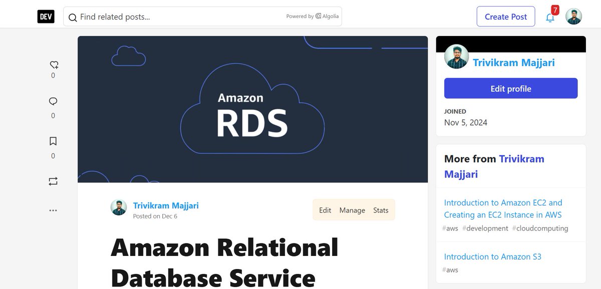 TMajjari's tweet image. Hi there, 
🗒️New Blog: Amazon Relational Database Service(RDS) 
📌You can access the blog by clicking the link below
dev.to/trivikram_majj…
It's all about Amazon RDS, use cases, benefits, Features of the Amazon RDS engine, innovation with Amazon RDS, and Customers
@AwsUniloriN