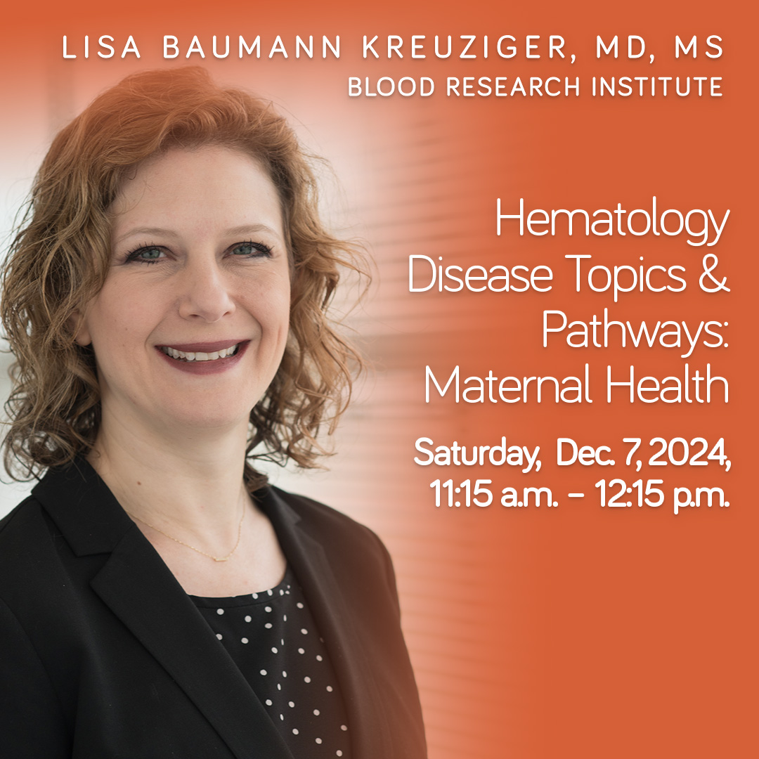 VersitiResearch's tweet image. 🌟 Don’t miss Lisa Baumann Kreuziger, MD, MS at the @ASH_hematology Career Development Lunch! Trainees can meet hematology leaders & engage in a talk on hematology & maternal health. A must-attend for career insights! bit.ly/3ltaQwX #Hematology #MaternalHealth