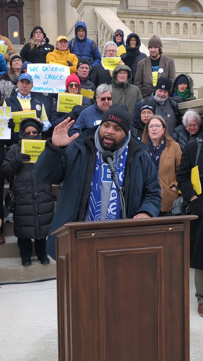 On Wednesday, an incredible Community Solar Lobby Day brought together a strong show of support from passionate advocates and over 30 clean energy &amp; environmental justice orgs united to push for a brighter, more affordable, and equitable energy future in Michigan. 🌞💪 #MiLEG