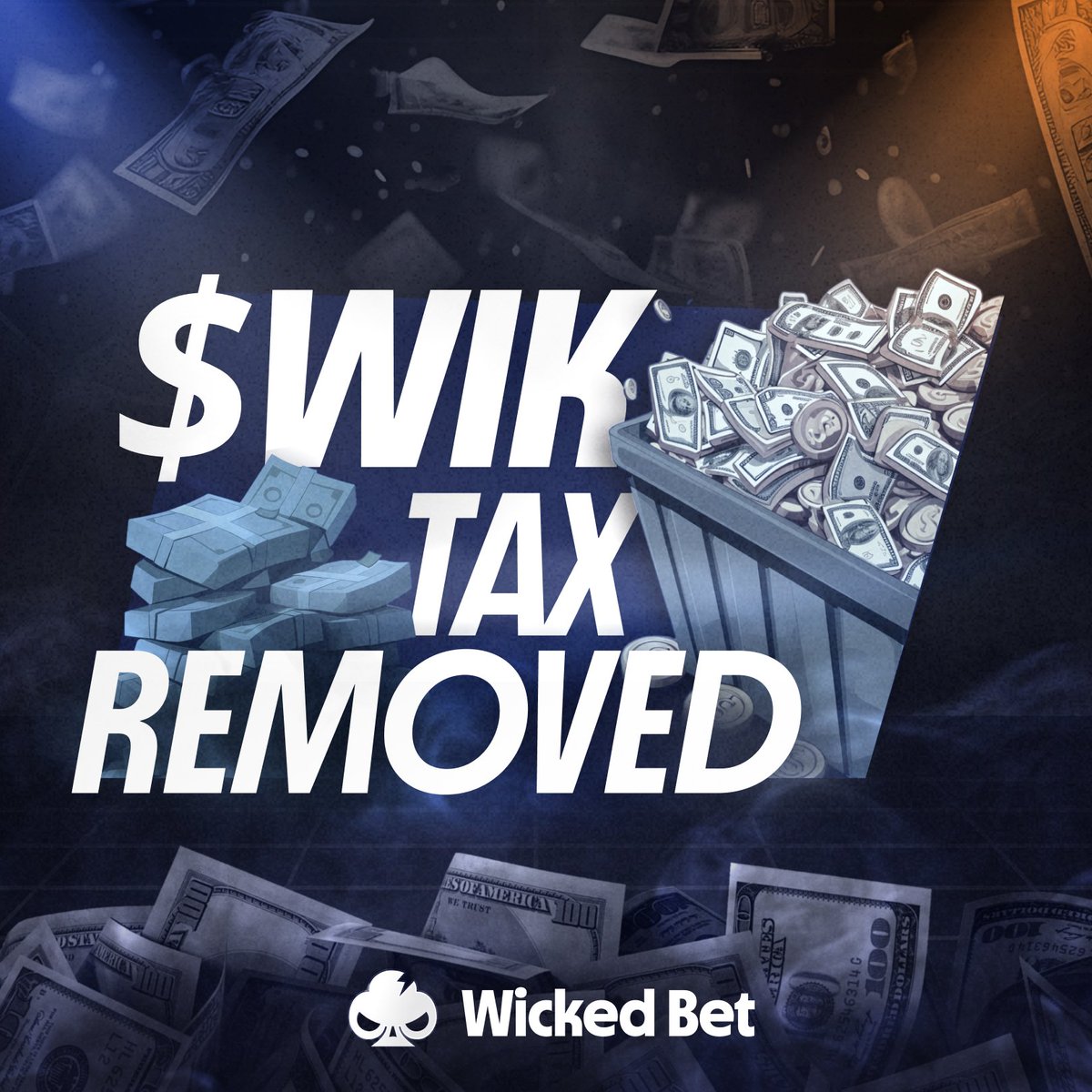 WickedCasino's tweet image. Wicked Token Update 🚨

To fuel growth and reward our community, we’re completely removing buy &amp;amp; sell taxes on $WIK - permanently. This is a new era for $WIK, and we’re committed to empowering our holders with zero barriers. The future is tax-free, and the future is $WIK-ed! 😏