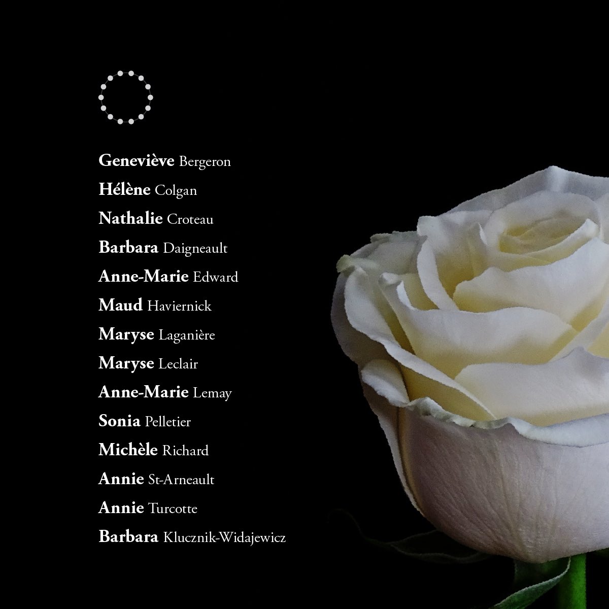 JustinTrudeau's tweet image. 35 years ago, these 14 young women were murdered at the École Polytechnique de Montréal — because they were women.
 
We will not forget their names.
