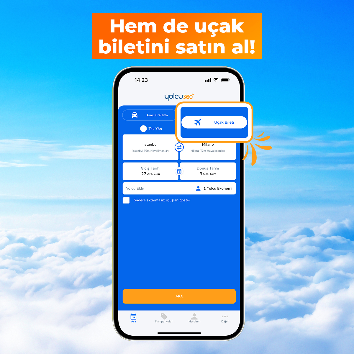 YOLCU360's tweet photo. ✅ Tek bir uygulama ile yani Yolcu360’tan! 👇🏻
✈️🚗Hem aracınızı kiralayın hem uçak biletinizi alın! 
😎 Hem de avantajlı fiyatlarla!  

#Yolcu360 #YolaÇıkmakNeKolaymış https://t.co/VyAiV8uZ0t