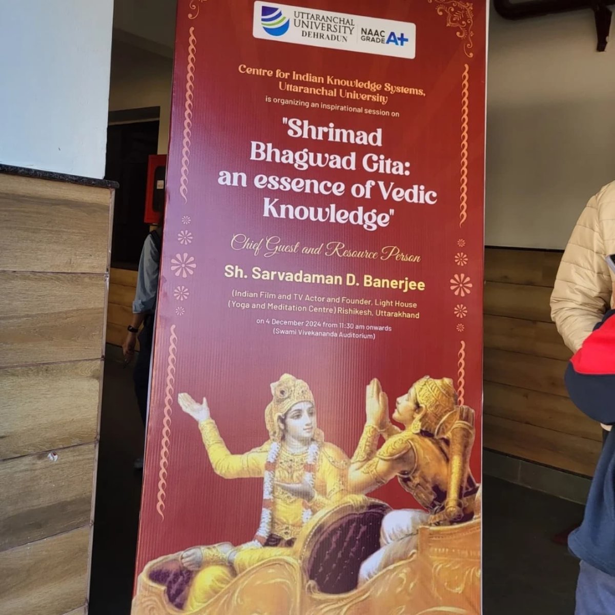 krsnasarvadaman's tweet photo. Thanks to the Centre for Indian Knowledge System, Uttaranchal University, for organizing an inspirational session on Bhagwad Gita. It was a pleasure to be your guest. Deeply touched by your hospitality and warmth, and it was amazing interacting with the young minds! https://t.co/YDlHe1SyhA