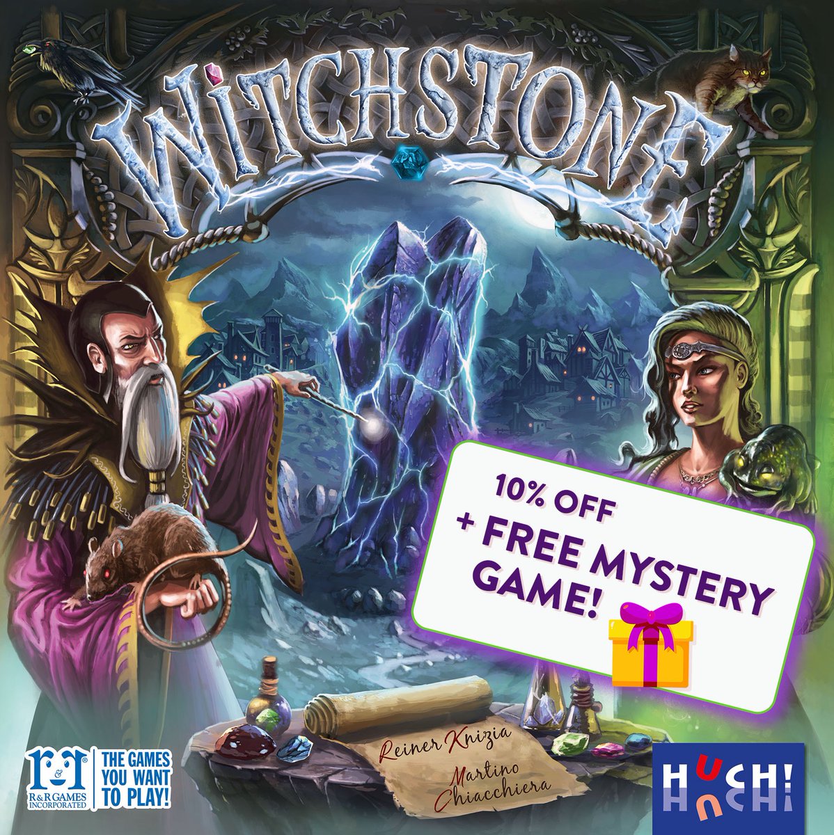 We’ve conjured a powerful spell in our Advent Calendar Promo today…
Get 30% off our amazing game: Witchstone. AND get a free mystery game!
This worker placement/engine builder is a combotastic hit! 
Also EVERY game in our line is 20% off! 
rnrgames.com
