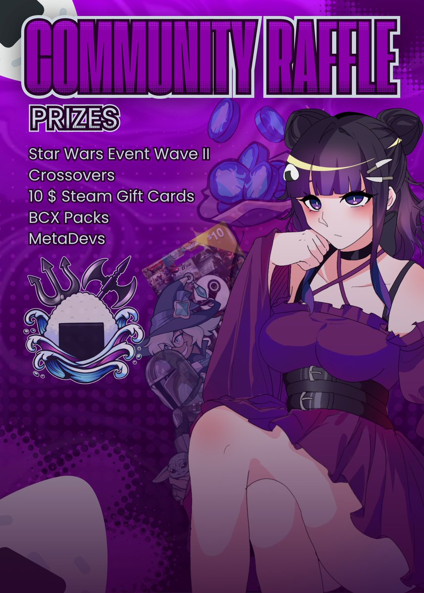 Can't join the tournament? No worries! 😎 You can still WIN BIG! 🎁

To enter the raffle:
1️⃣ Like &amp; RT this tweet
2️⃣ Follow me
3️⃣ Tag 3 friends

Prizes include the NEW Star Wars Event Wave II Crossovers, Metadevs, BCX packs, and more! 🎮

🎨: <a href="/LunariaMoon1/">✨ | LunariaMoo | COMMS OPEN |</a>