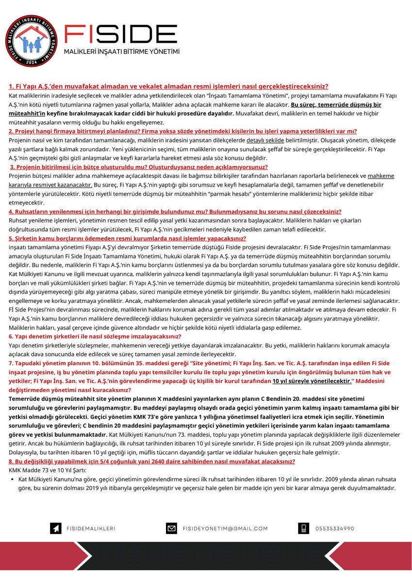 FisideMalikleri's tweet photo. 13 Yıldır Tamamlanmayan İnşaatlar ve Temerrüde Düşen Müteahhit: Manipülatif Çabalara ve Komşularımızı Yanıltmaya Yönelik Sorulara Avukat Komşumuz Metin Kılınç ile Hazırladığımız Gerçekçi Cevaplar; https://t.co/EwT9QbuC0a