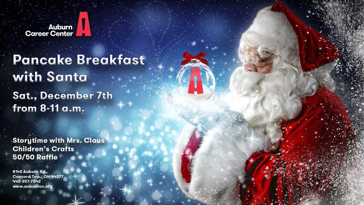 Help us spread the word…our Breakfast with Santa is tomorrow (Sat., 12/7)! Meet Santa, story time with Mrs. Claus, crafts &amp; more!  auburncc.org/protected/Even…