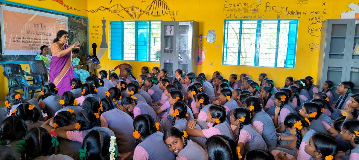 sndeep's tweet photo. Semmancheri Govt. School. 167 adolescent girls gathered today with our team discuss and learn critical life and leadership skills as they power on!
#HerShare #16DaysOfActivism #Chennai https://t.co/v0YdEn4jwF