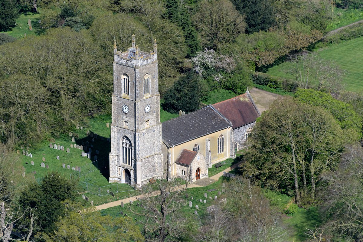 johnfielding001's tweet photo. Ditchingham St Mary's Church aerial image - 15th century. Heavily restored in the 19th century. The author: Sir Henry Rider Haggard was a churchwarden here &amp; on his death, was interred in the chancel. #Ditchingham #aerial #image #Norfolk #Church https://t.co/tMfrONhOC5