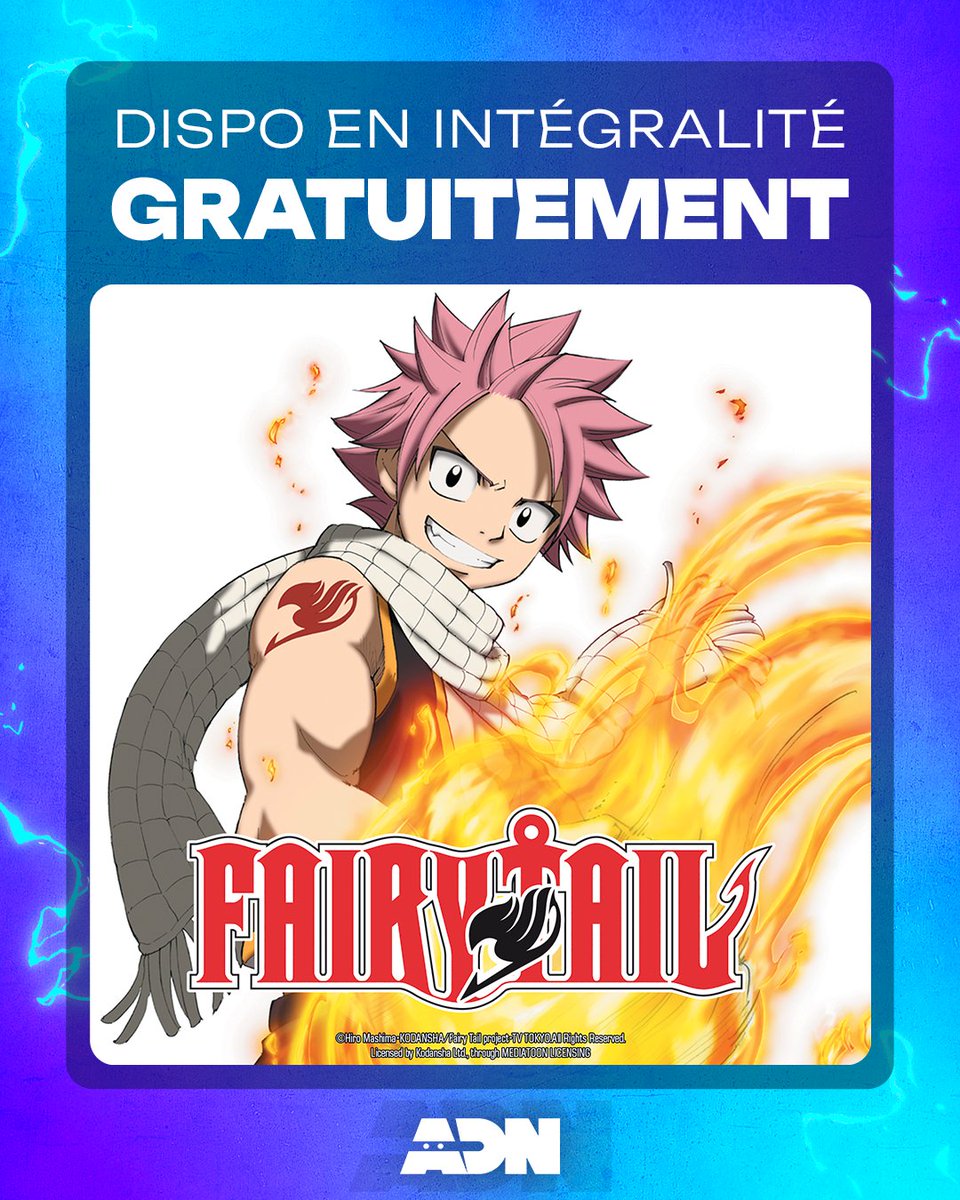 ADNanime's tweet photo. Fait frisquet en ce moment, non ? Voilà de quoi vous réchauffer 🔥

Fairy Tail, c'est dispo' GRATUITEMENT en intégralité dès maintenant !! https://t.co/4JLRZcqlhJ