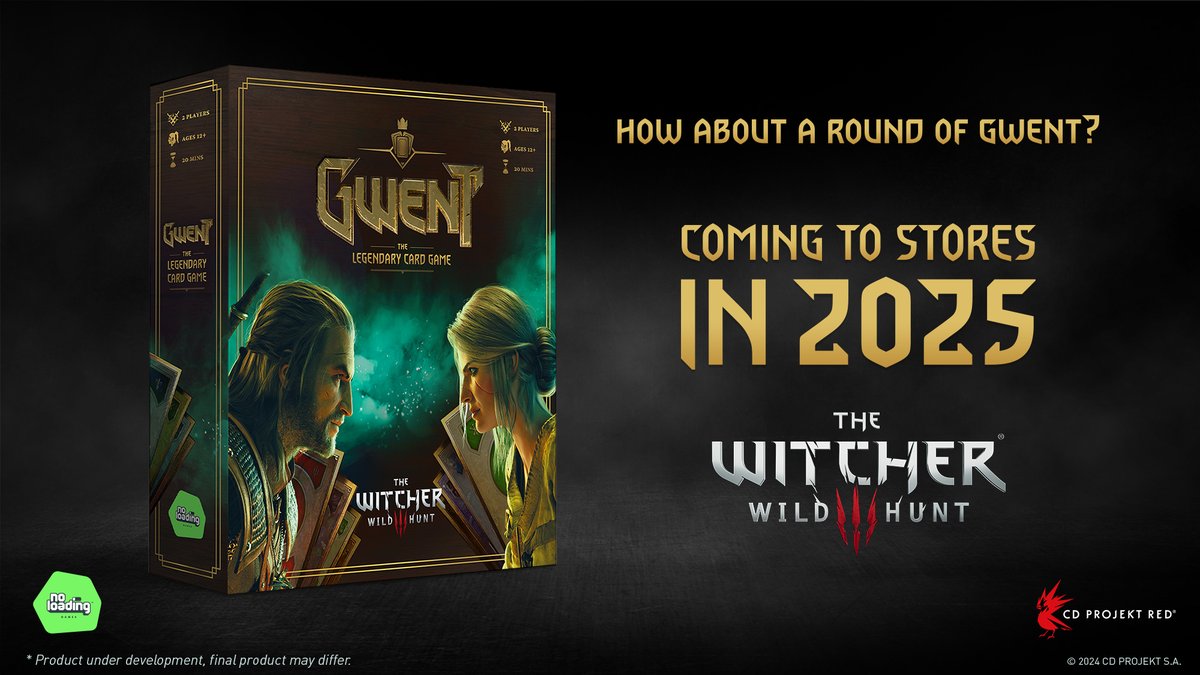 How about a round of Gwent? 🃏

Gwent: The Legendary Card Game, a physical edition true to its counterpart from The Witcher 3: Wild Hunt, is coming in 2025! ⚔️

Subscribe to <a href="/NoLoadingGames_/">No Loading Games</a> newsletter to receive a Legendary booster pack featuring alternative artworks from the