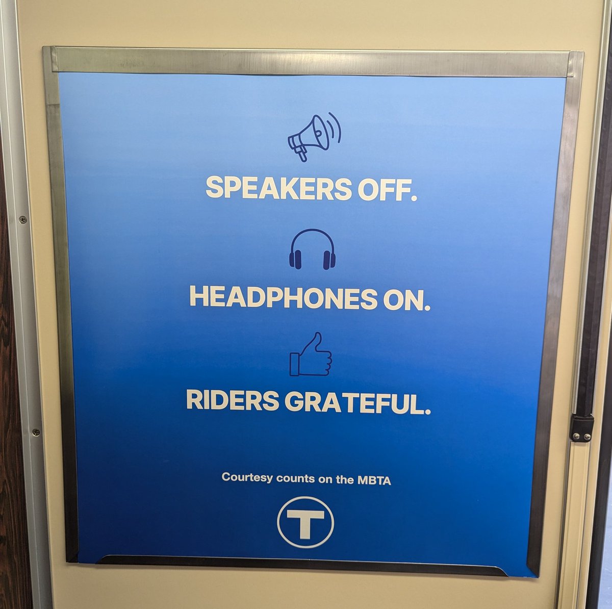 PatrickMBoston's tweet photo. Amen, @MBTA. If only the #humans would comply... #HumanToHumanService https://t.co/1qkigVCsVg