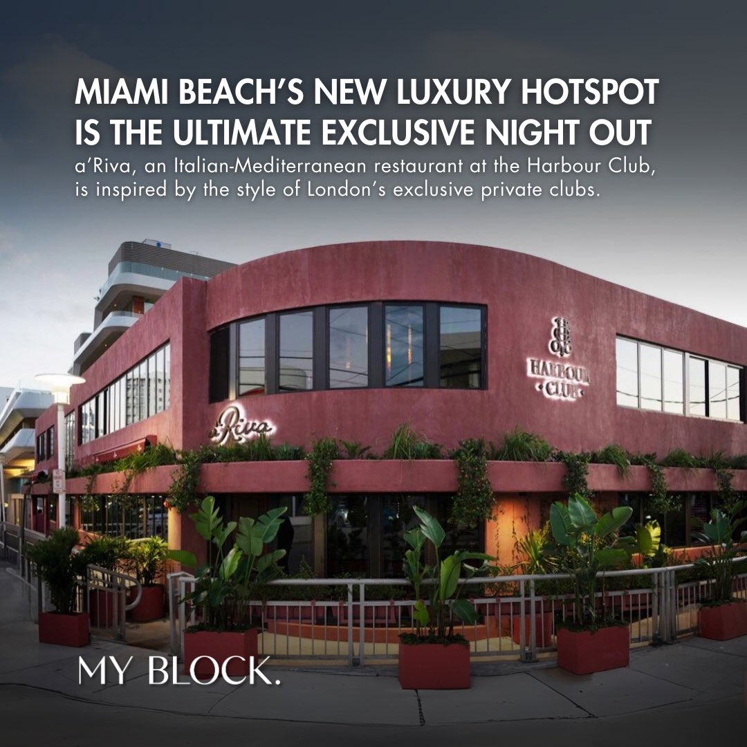 MyBlockMiami's tweet photo. 🌴🍸With two distinct experiences, one open to all at a'Riva, an Italian-Mediterranean restaurant led by Chef Michele Esposito, and the other reserved for members only, inspired by London’s private clubs.

#MyBlockMiami #HarbourClubMiami https://t.co/ptigk70Kim