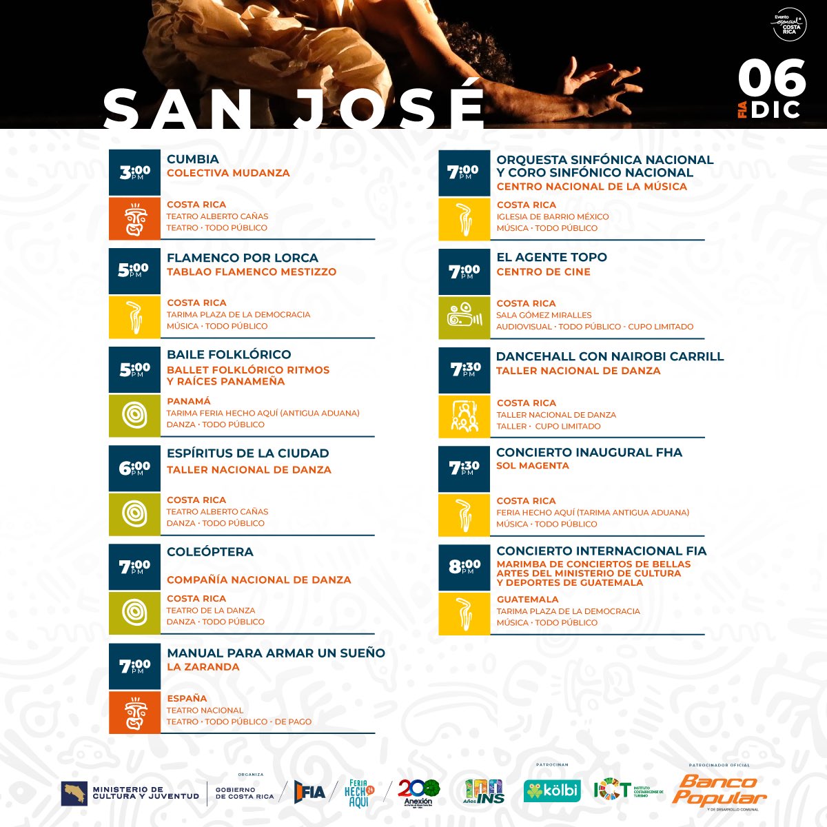 CPAC_CR's tweet photo. Programación de hoy en el #FIA2024 🇨🇷✨

Danza que se mueve, música que vibra, letras que atrapan y trazos que cuentan historias. Hoy el arte explota en cada esquina de la ciudad 🎨📚💃

👉 Descubrí todos los detalles de programación en https://t.co/4JezCATtJt https://t.co/ADIyuxBeUV