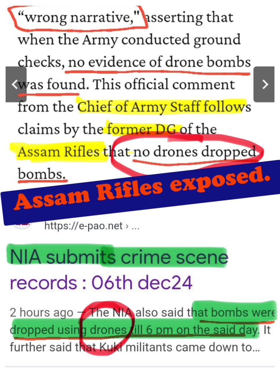 ratankhuman's tweet photo. 📢 Breaking!
The @NIA_India confirms #KukiNarcoTerrorists used drones to bomb #Meitei village #Koutruk on 1-9-2024.

❗Why did retired @LtGenPCN (@official_dgar) & #GeneralUpendraDwivedi (@adgpi) deny this fact on national TV before even investigations were complete?

❗Was it incompetence or a deliberate cover-up?

❗Are they shielding #KukiNarcoTerrorists?

❗ Was it a calculated move from authorities to mislead the world?

The #Meitei & the world deserve transparency.

Urging @kartikeya_1975 @News9Tweets & @palkisu @WIONews to uncover the truth behind these premature denials with the light of @NIA_India findings.

For details:
https://t.co/S1KWfFr9Xi.…

#ManipurCrisis #ManipurDroneAttack 
#KukiLiesXposed