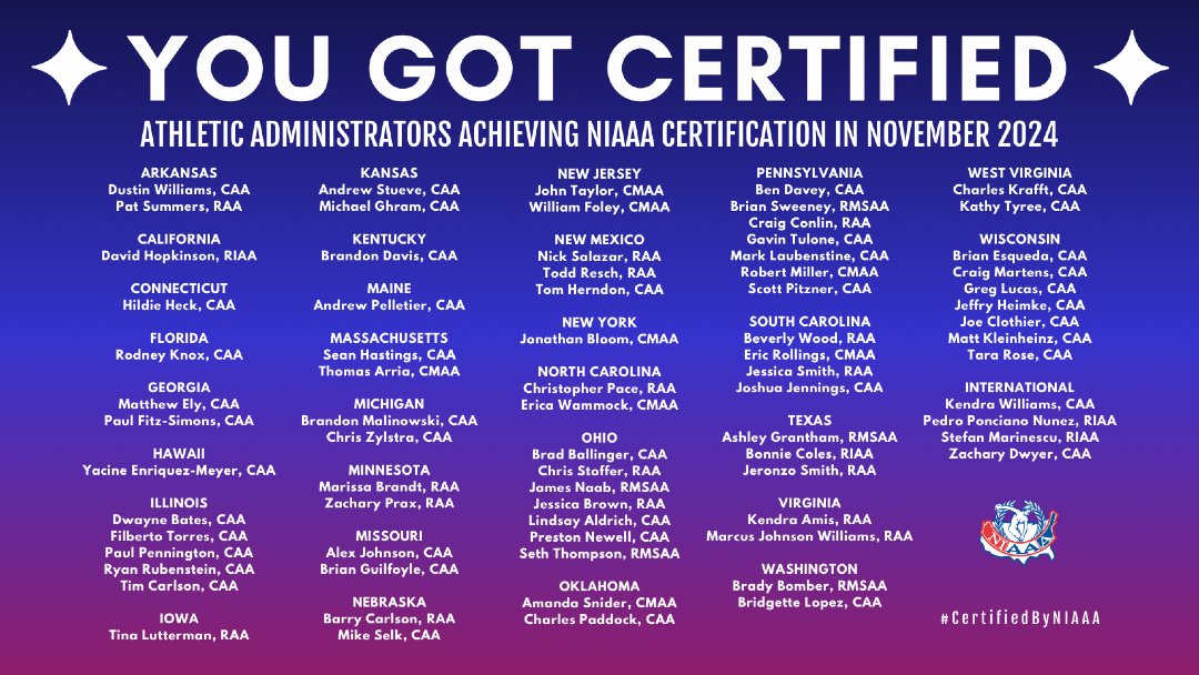 Congratulations to #OhioUMAA alumni who earned <a href="/NIAAA9100/">NIAAA</a> certification in November: RMSAA - Jim Naab (Ohio) and CAA - Lindsay Aldrich (Ohio) and Gary Lucas (Wisconsin). Way to go, Bobcats! #BobcatsLead