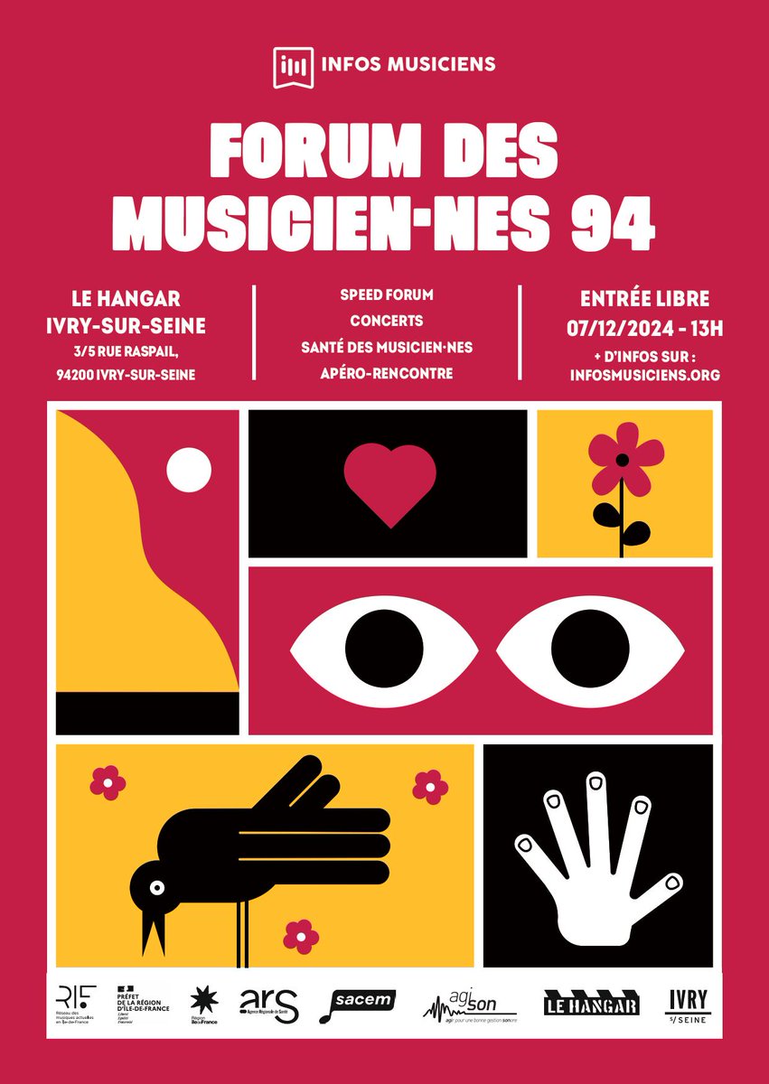 Retrouvez moi ce samedi 12 novembre à la salle de concert le Hangar à Ivry pour le forum Info Musicien.nes 94 organisé par le @Reseau_RIF ! J'interviendrai dans le cadre d'un échange autour de l'action culturelle ! #workforlove facebook.com/share/1C8jZmKi…