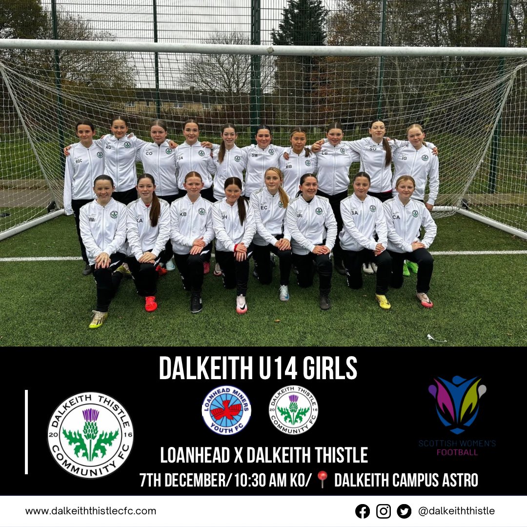 DalkeithCFC's tweet photo. ⚫️⚪️🏆 Venue Update – U14 Girls Playoff 

📍 Dalkeith Campus Astro
⏰ Kick-off: 10:30 am, Saturday 07/12

The girls are ready for their big match and would love your support as they fight for the league title!

🖤🤍 #dalkeithgirls #dalkeiththistle https://t.co/wUBaG81q5E