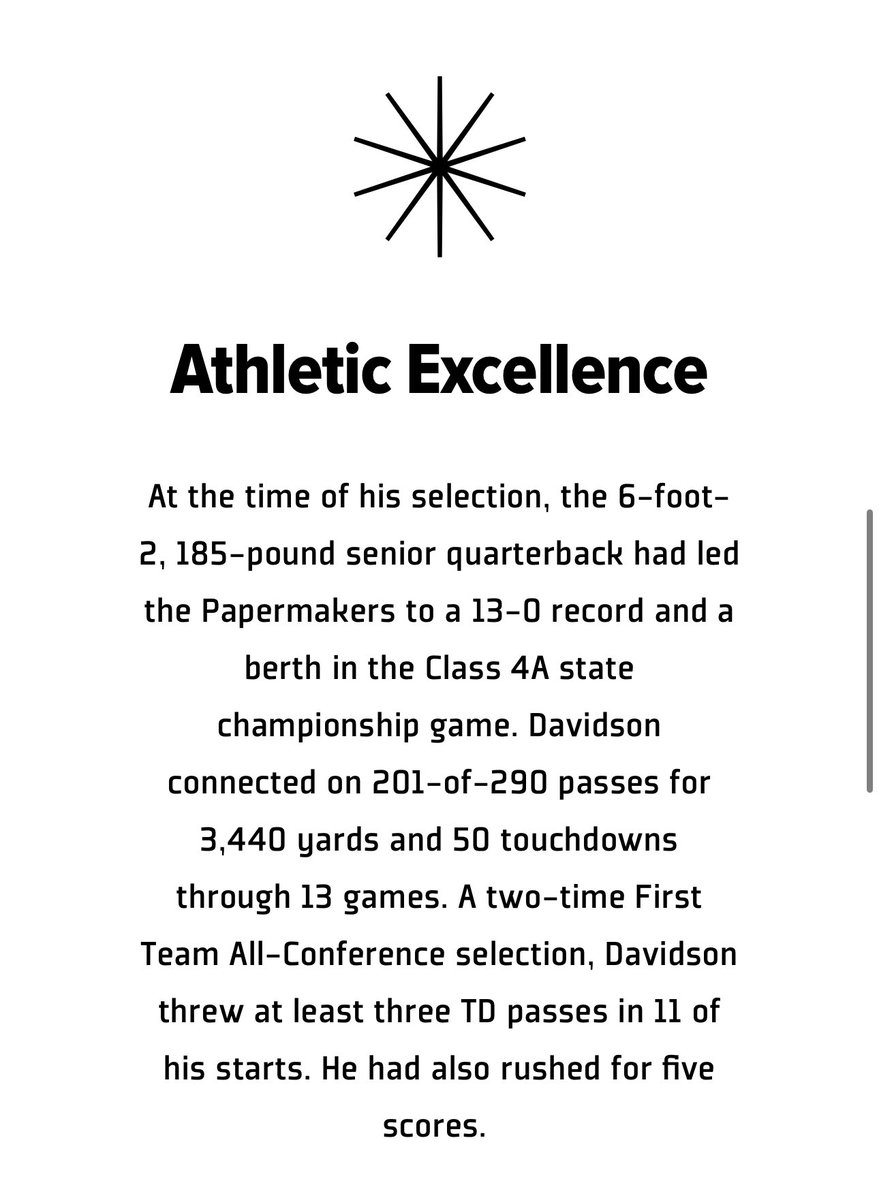 Update - <a href="/QBjakedavidson/">Jake Davidson</a> 
Gatorade State Player of the Year
#RollMakers 🔴⚫️⚪️