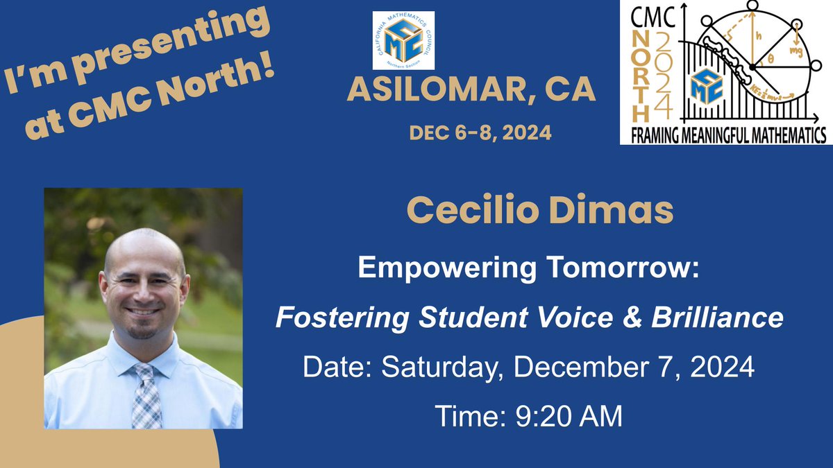 Attending CMC-North at Asilomar? If so, join me Saturday morning for a session focused on exploring practical strategies for integrating language and math through utilizing tasks with routines &amp; fostering problem-solving and communication skills. 
#cmcmath #SVMIMAC