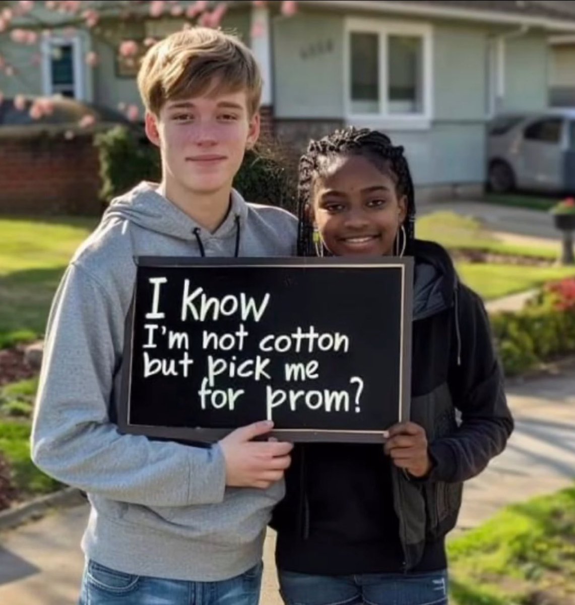 autismmom439's tweet photo. My son’s homecoming proposal this past year, not sure how I feel about his date, but his sign is TOO clever. He gets it from me 😂 @ScottMckdad https://t.co/Xn7Ee02MKE
