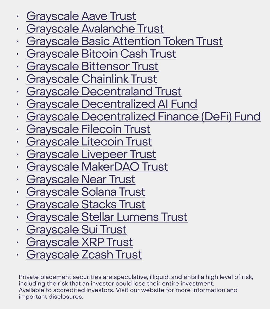 Our private placements are open for eligible accredited investors - check  out the list 👇 $AAVE $AVAX $BAT $BCH $TAO $LINK $FIL $LDO $LTC $LPT $MKR  $NEAR $SOL $STX $SNX $XLM $SUI $