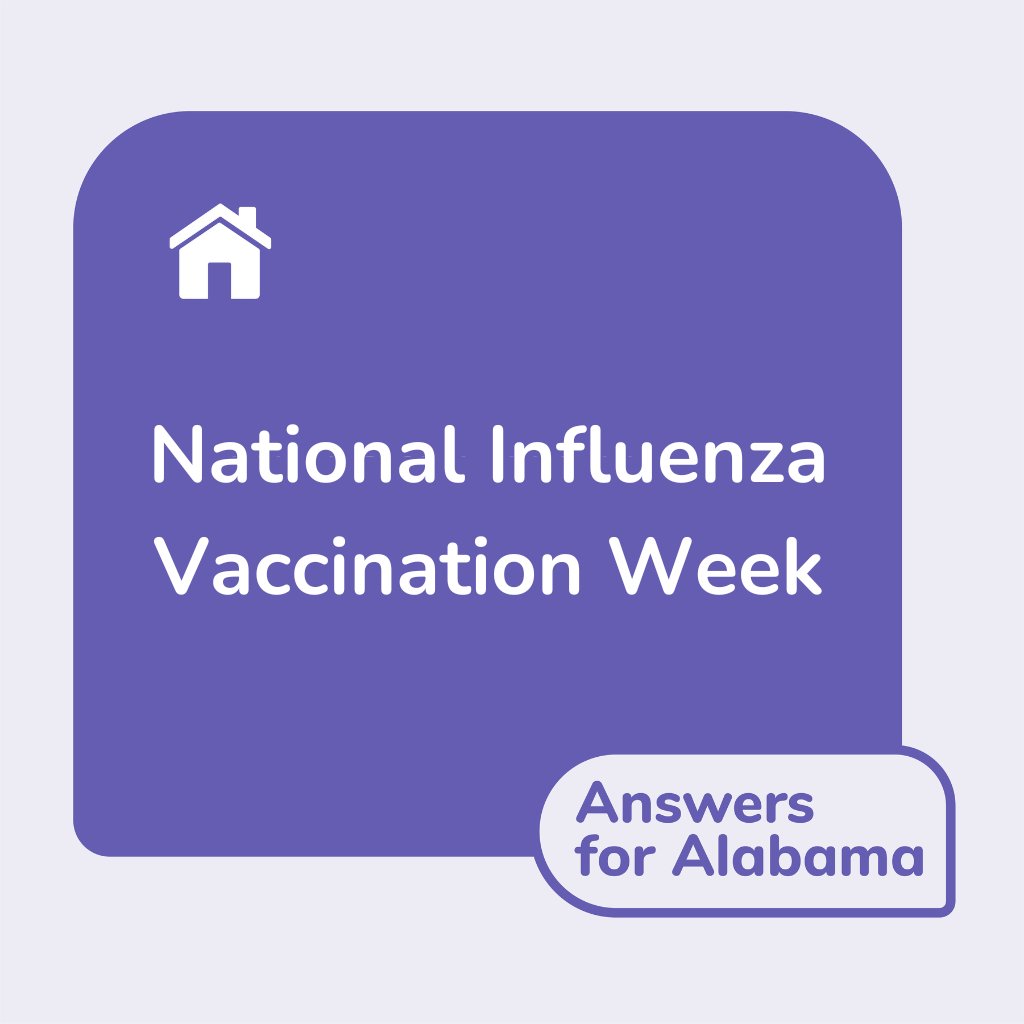 National Influenza Vaccination Week is a gentle reminder for you to stay protected in the upcoming winter months. Flu season is unpredictable and peaks in the winter! Get your flu shot today!
.
.
.
#AlabamaFamilyCentral #AFC #AnswersforAlabama