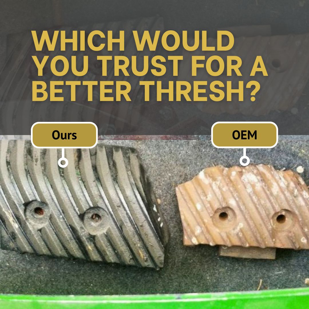 Even before we tell you the price difference, the choice is pretty obvious to us! 

Our threshing elements are only $200 each compared to $600 each for OEM.

The proof is in the picture. Give us a call to learn more today: (306) 260-2833

#ThreshingElements #Farmers #Harvest25