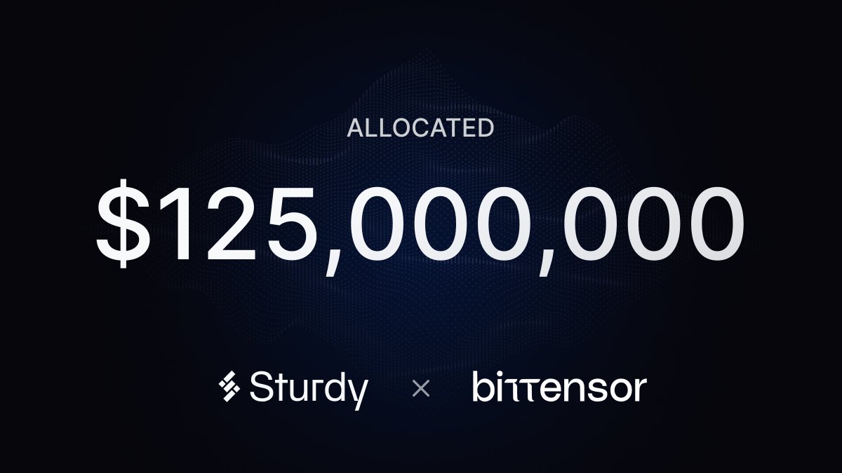 Over $125m in assets have been allocated by SN10, Sturdy's Bittensor subnet!

Check out sturdysubnet.org/aggregators to experience AI-optimized yields, powered by Bittensor!