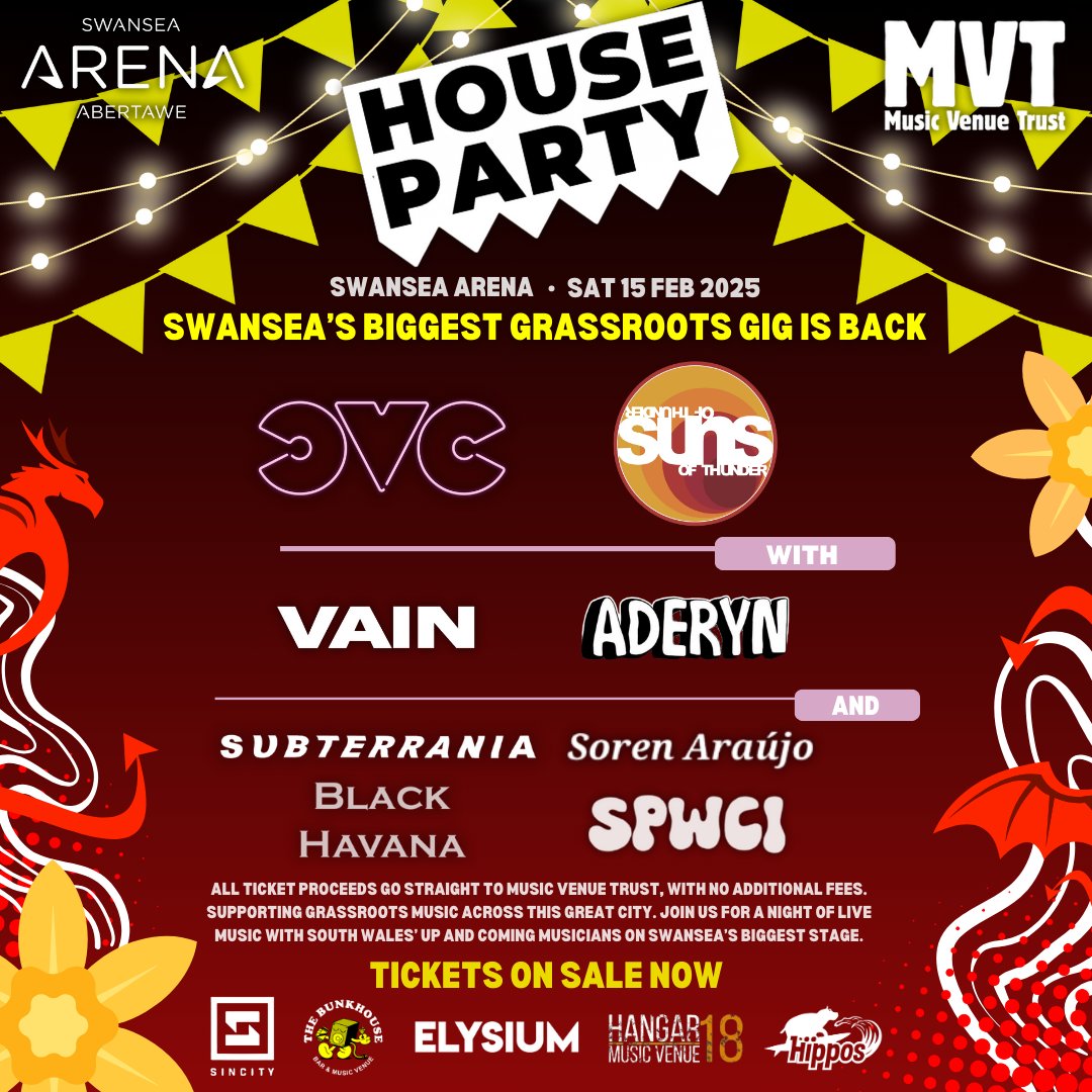 Listen, it’s been a strong few weeks for announcements across the UK festival scene. 

But let’s be fair, is it really a patch on the House Party?

<a href="/CVCband_/">CVC</a>. <a href="/SunsThunder/">Suns Of Thunder</a>. <a href="/aderyn_music/">Aderyn</a>. VAIN. <a href="/SubterraniaBand/">Subterrania</a>. Black Havana. <a href="/spwciband/">SPWCI</a>. Soren Araújo. All on one Welsh line up 🏴󠁧󠁢󠁷󠁬󠁳󠁿