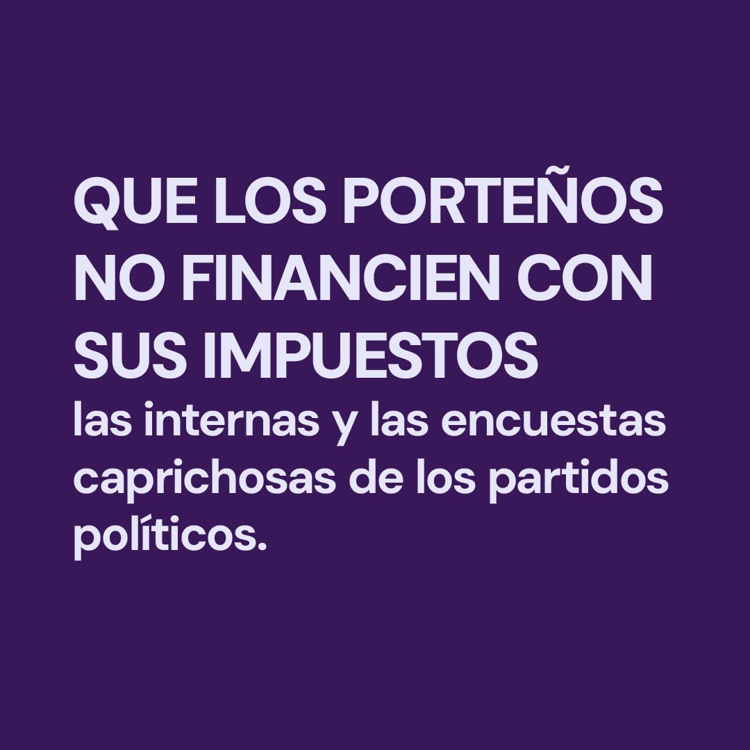 PilarRamirezmpr's tweet photo. Aunque sea en sesiones extraordinarias, tenemos que darle una señal a los vecinos y aprobar la eliminación de las PASO en la Ciudad. Son millones de pesos tirados a la basura en una gran encuesta para la casta. Sigamos el ejemplo del Gobierno nacional y el presidente @JMilei. https://t.co/c2gbFVb2yG