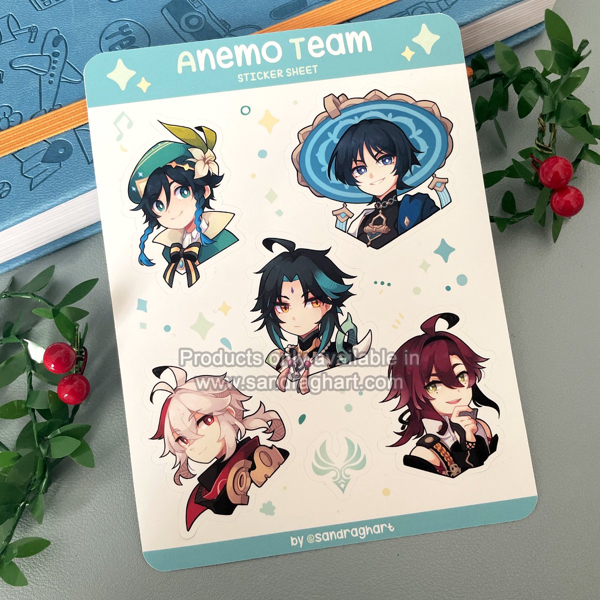 sandraghart's tweet photo. Wanderer is here! My Anemo Team sticker sheet is finally complete! 🍃✨ https://t.co/hbmJ5XvK20