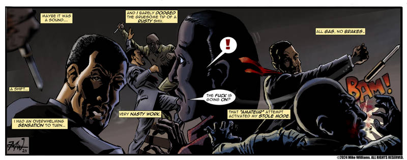 IllustratorMan's tweet photo. The latest #deaksledge strip drops today. Thanks for your time and please support black independent creators. #webcomics #ArtistOnTwitter #Action #creatorowned #CrimeFiction Deak Sledge | Sledge 138 https://t.co/oH2TJbspnz