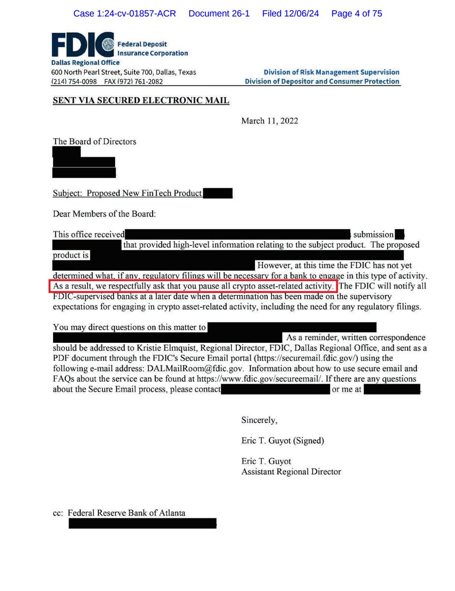 Cointelegraph's tweet photo. 🇺🇸 TODAY: Coinbase's Paul Grewal says new FDIC letters show US banks were told to ‘pause’ crypto activities. https://t.co/iXmAPoHiZx