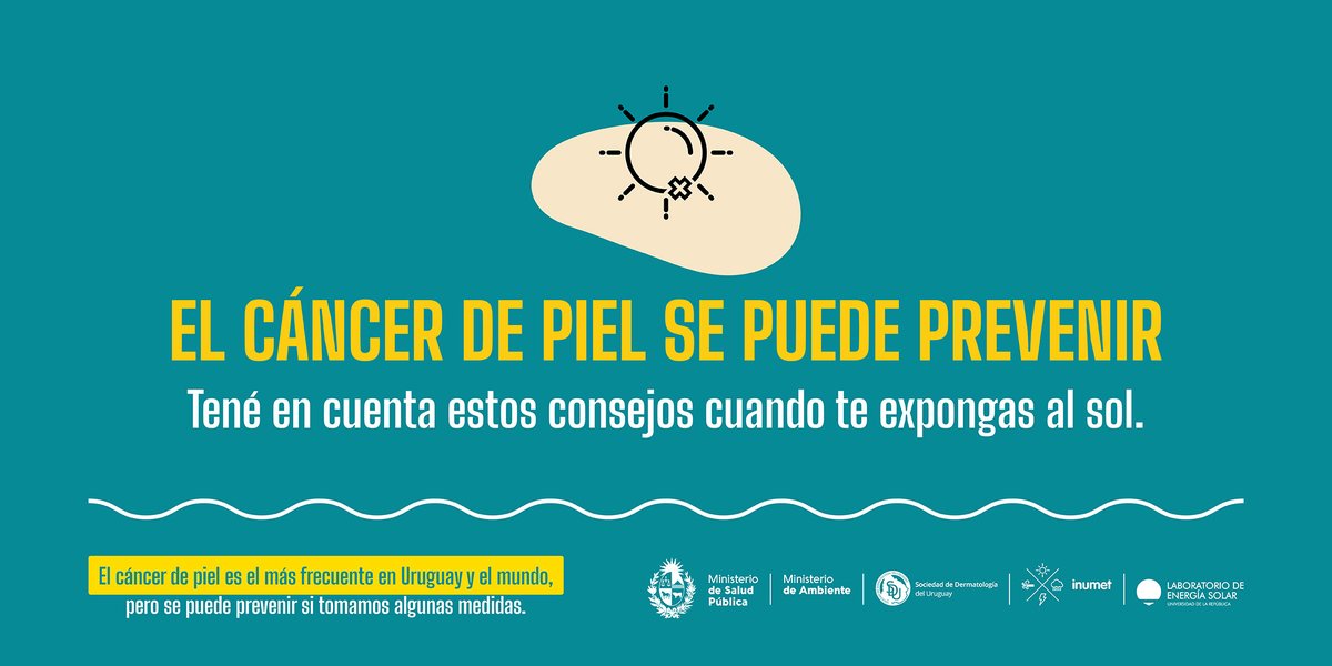 MSPUruguay's tweet photo. El cáncer de piel es el más frecuente en Uruguay y el mundo, pero se puede prevenir si tomamos algunas medidas.

Campaña de prevención de cáncer de piel

(👇Hilo) https://t.co/1IUty1UEig