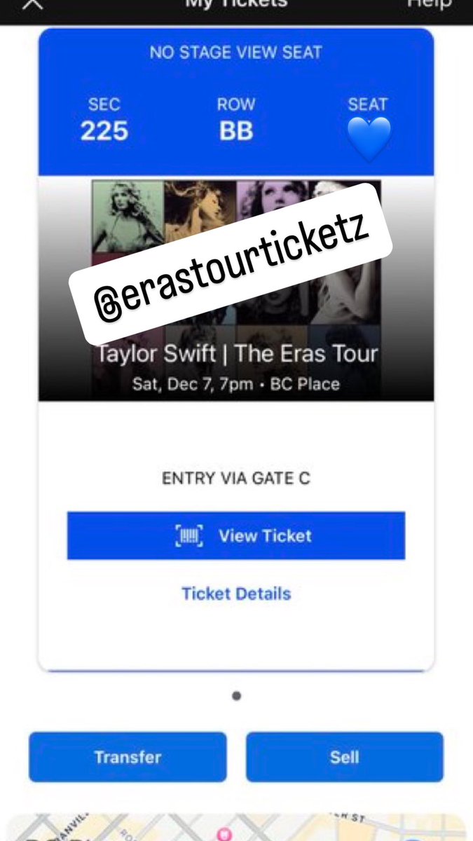 **SELLING**
🩶(1) ticket for Vancouver @ BC Place on 12/7/2024; $16.16 USD 
🩶Only comment if you HAVE NOT been to The Eras Tour! ✨
🩶Please no DMs about tickets 🫶🏻