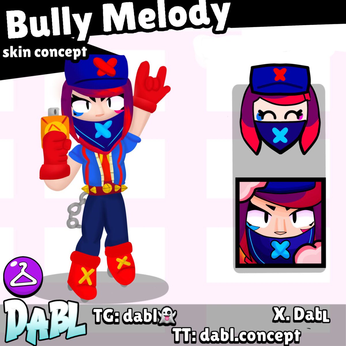 DablTalkkkkkajs's tweet photo. Hello everyone! Collection of skins for Melody: Hooligan Melody, Fur Melody, Multi Melody How do you like it?
#BrawlStars #BrawlStarsConcept #Brawlstars #BrawlArts #BrawlStarsConcept https://t.co/BcSIOeIUhV