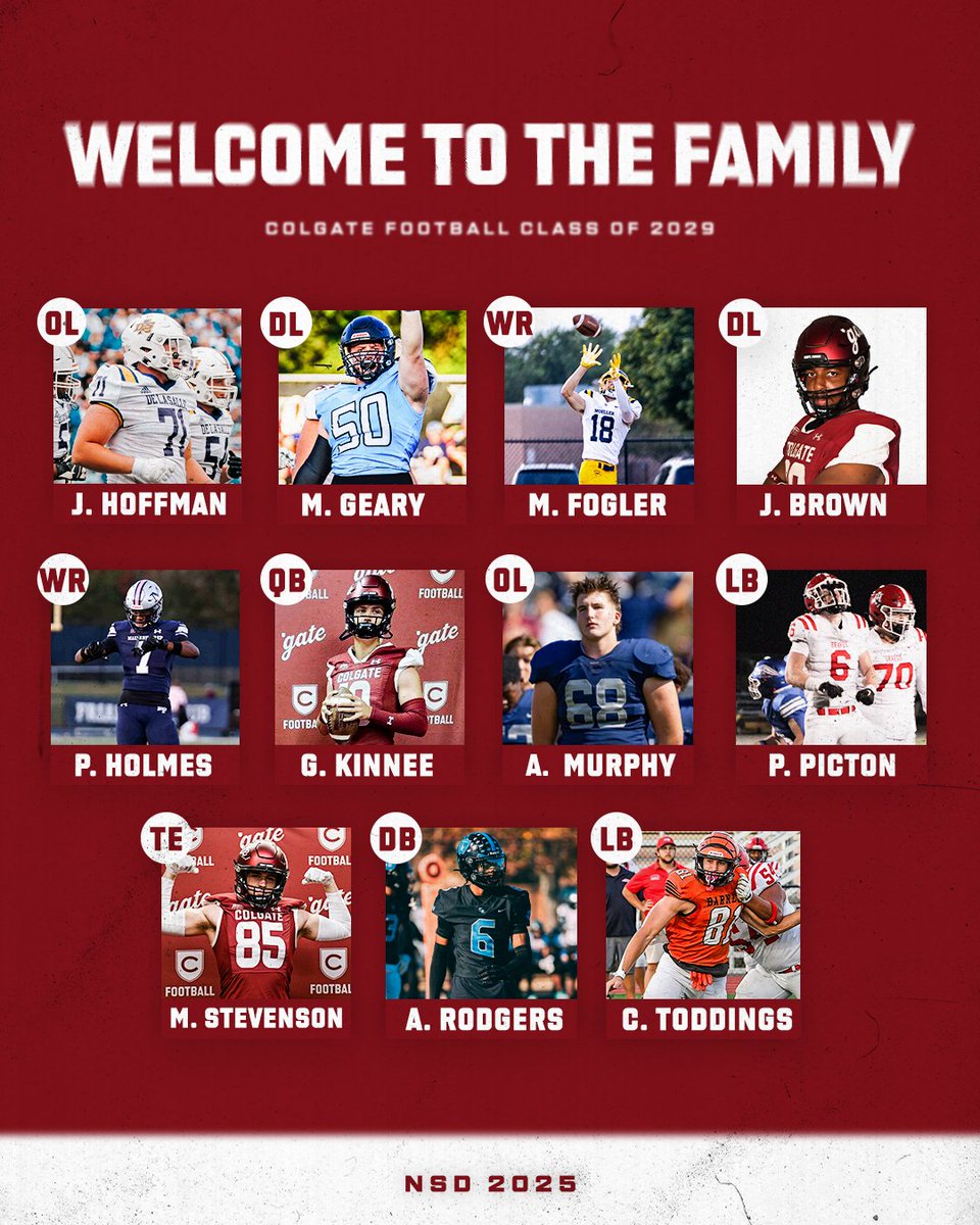 The Colgate Football family got bigger this week!

Proud to officially announce the Colgate Football Class of 2029 👏👏👏

#GoGate