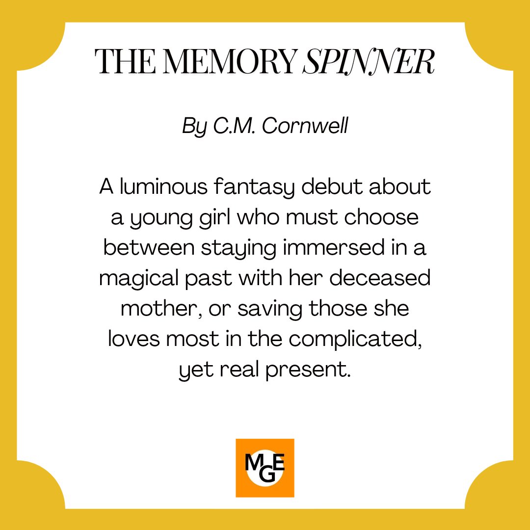 MGEscapades's tweet photo. Another gorgeous cover highlight this Friday with THE MEMORY SPINNER by @cm_cornwell !

Cover art: Bethany Stancliffe
Cover design: Michelle Cunningham

#MGEscapades
#MGECoverHighlights
#MiddleGradeBooks https://t.co/Uk31hg9b9k