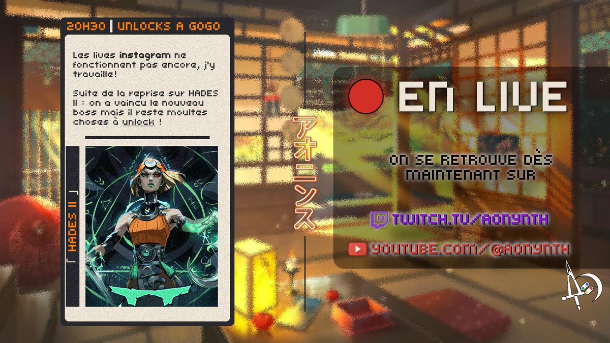 Hades II, on fait de l'unlock, on s'ambiance, on chill, on papote... Bref, on stream (tard pour une fois, omg!)

➡️ Twitch buff.ly/3Z9588D 
➡️ Youtube buff.ly/3OvfHOi 

#TwitchStreamers #HadesII #Hades2 #Hades #supergiantgames